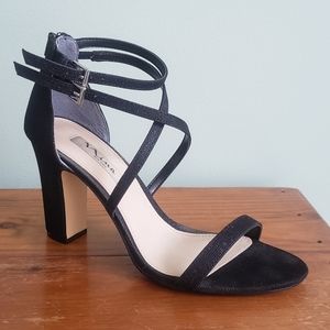 Nina black strappy heels